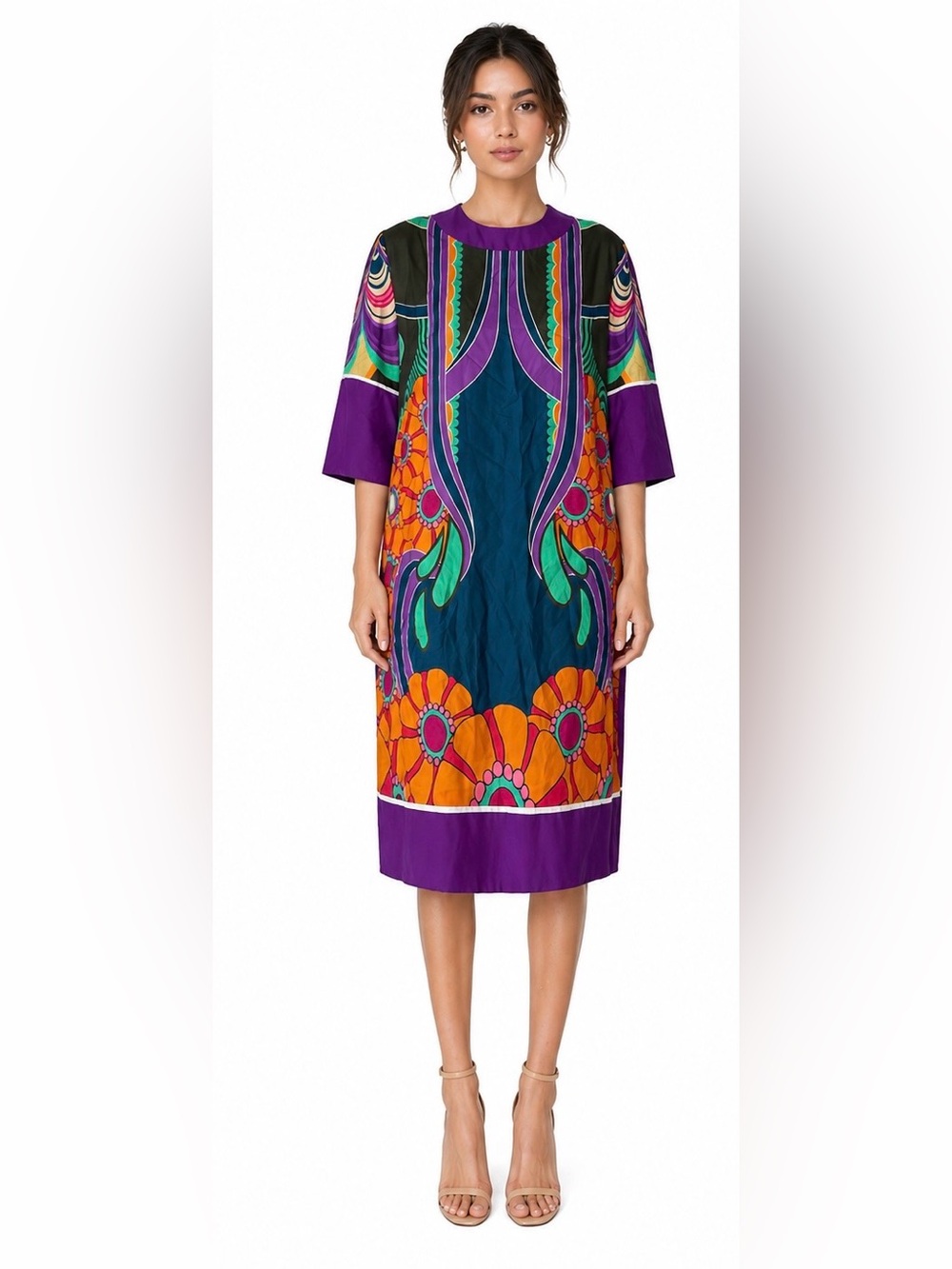 ALBERTA FERRETTI 100% silk printed dress made in Italy